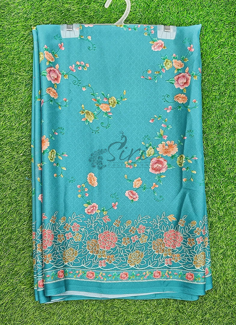 Trendy Floral Digital Print Crepe Georgette Saree