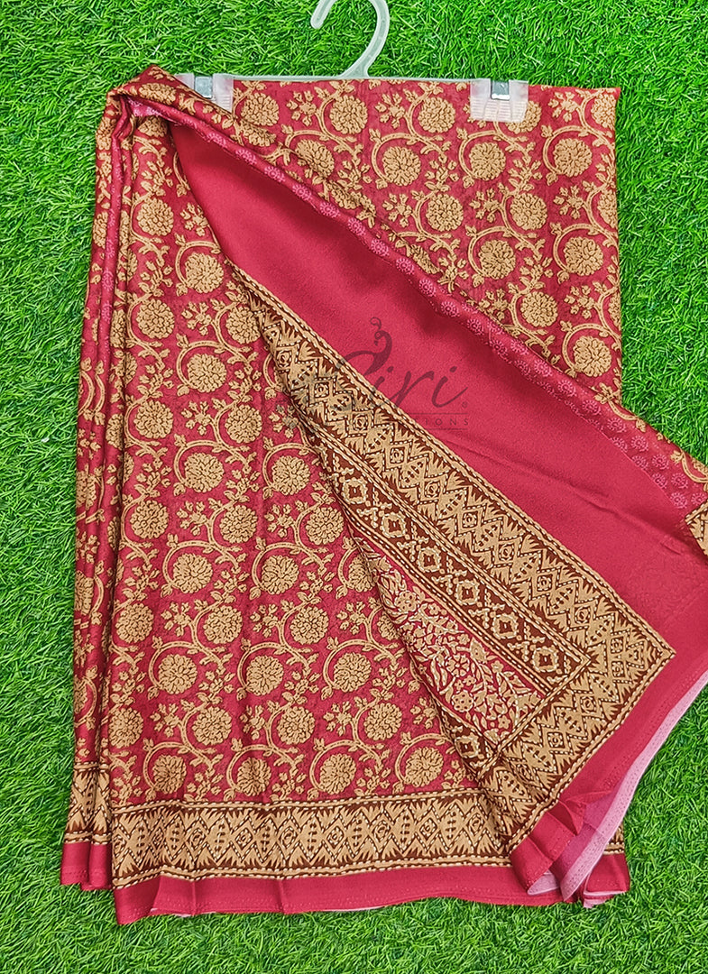 Trendy Floral Digital Print Crepe Georgette Saree