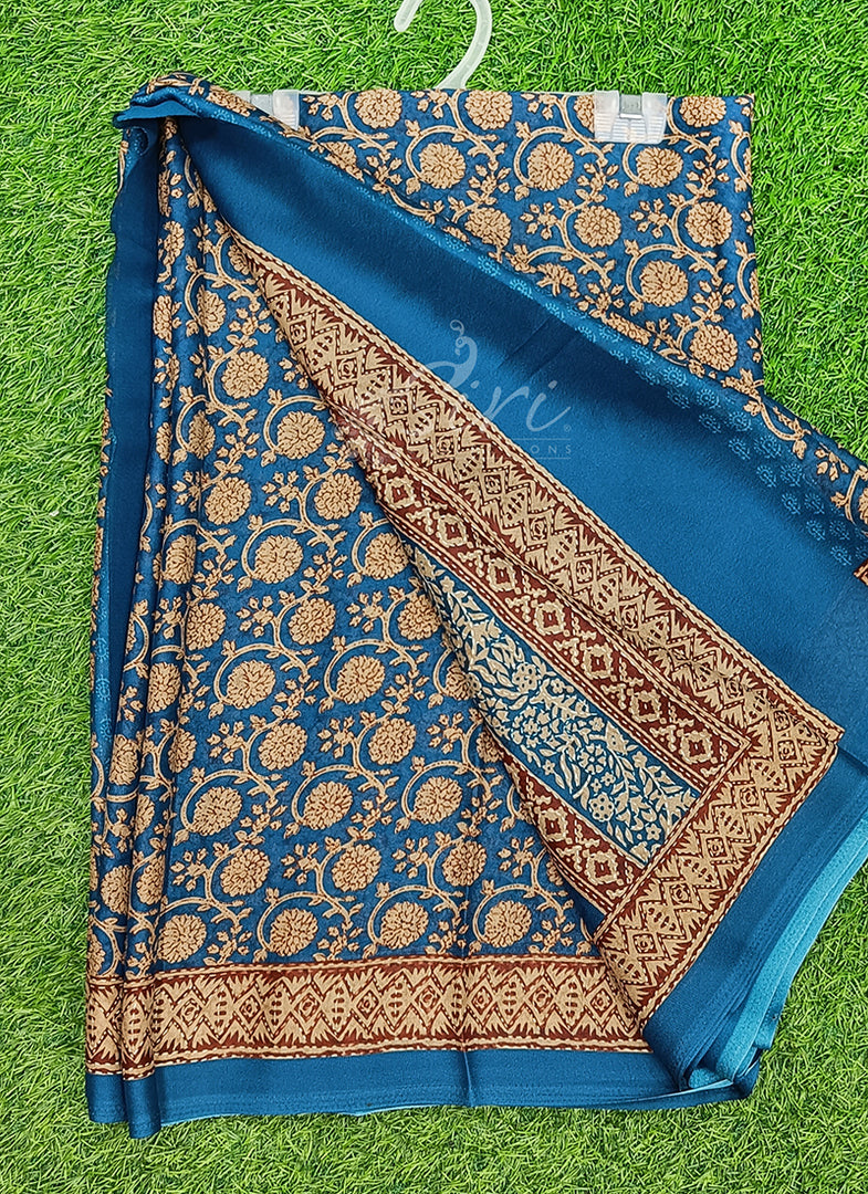 Trendy Floral Digital Print Crepe Georgette Saree