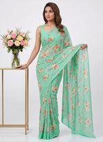 Load image into Gallery viewer, Latest Beautiful Digital Print Floral Georgette Saree