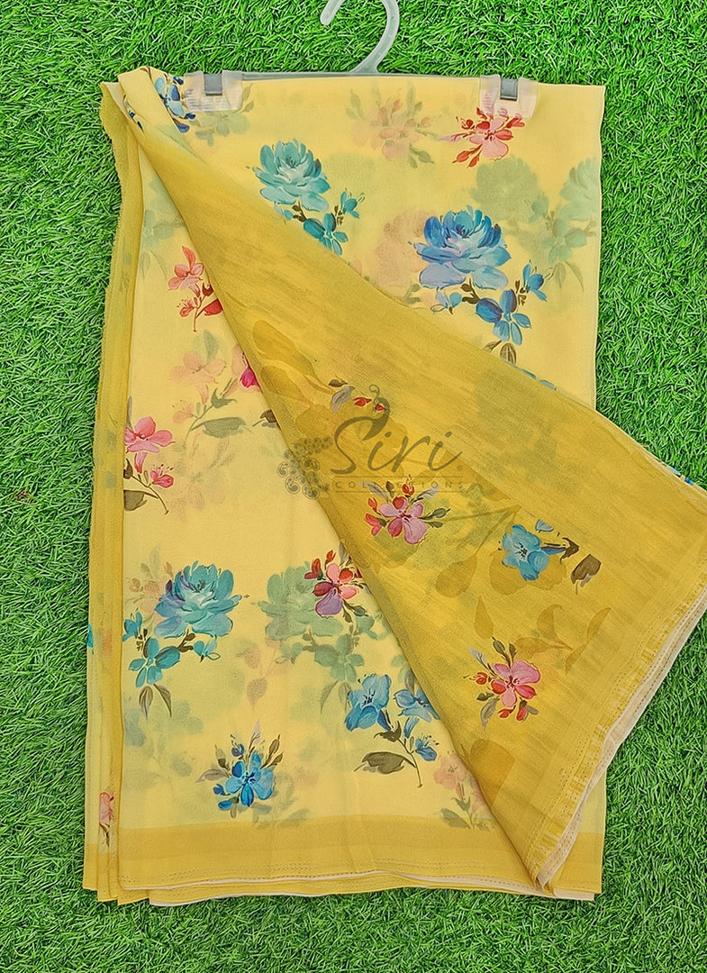 Latest Beautiful Digital Print Floral Georgette Saree