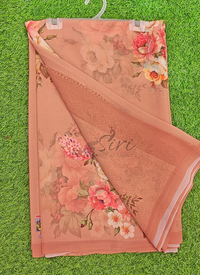 Latest Beautiful Digital Print Floral Georgette Saree