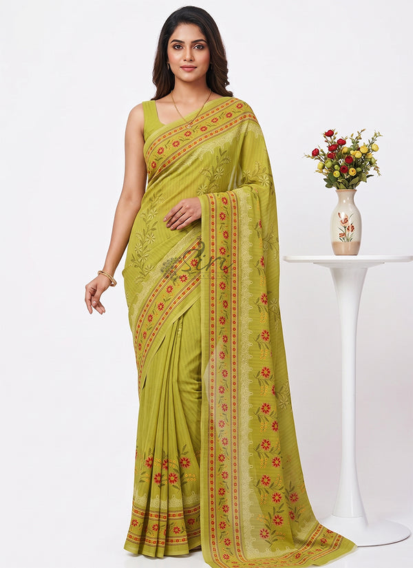 Siri Collections Premium Digital Print Crepe Georgette Saree