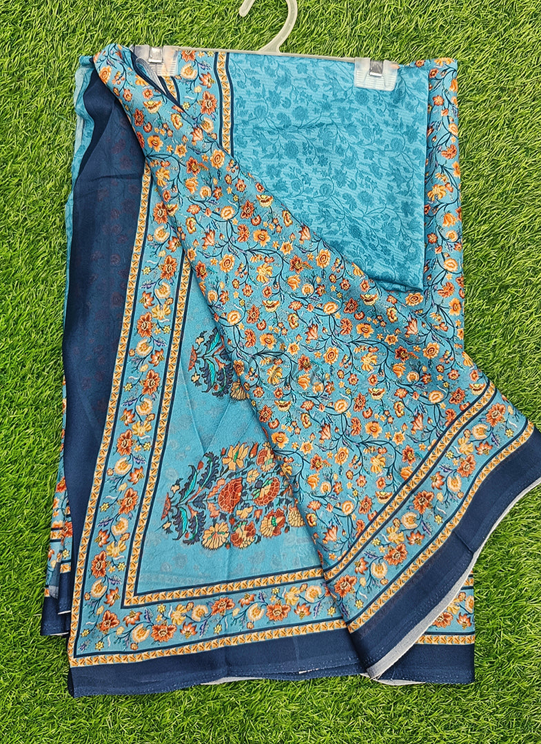 Latest Beautiful Premium Digital Print Crepe Georgette Saree