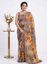 Load image into Gallery viewer, Latest Beautiful Digital Print Floral Georgette Saree