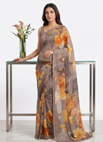 Load image into Gallery viewer, Latest Beautiful Digital Print Floral Georgette Saree