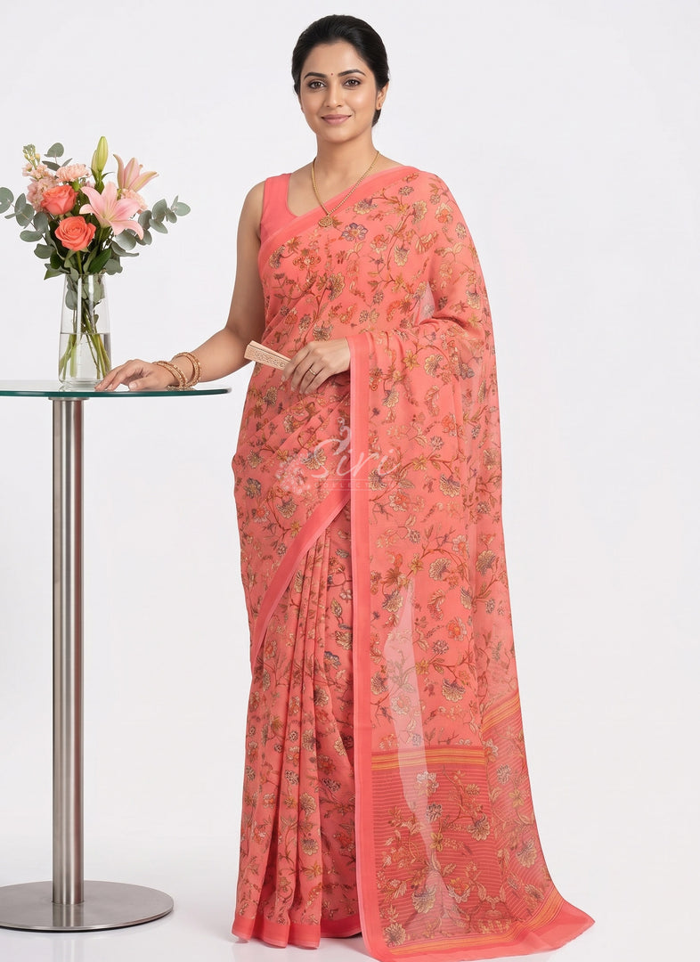 Latest Beautiful Digital Print Floral Georgette Saree