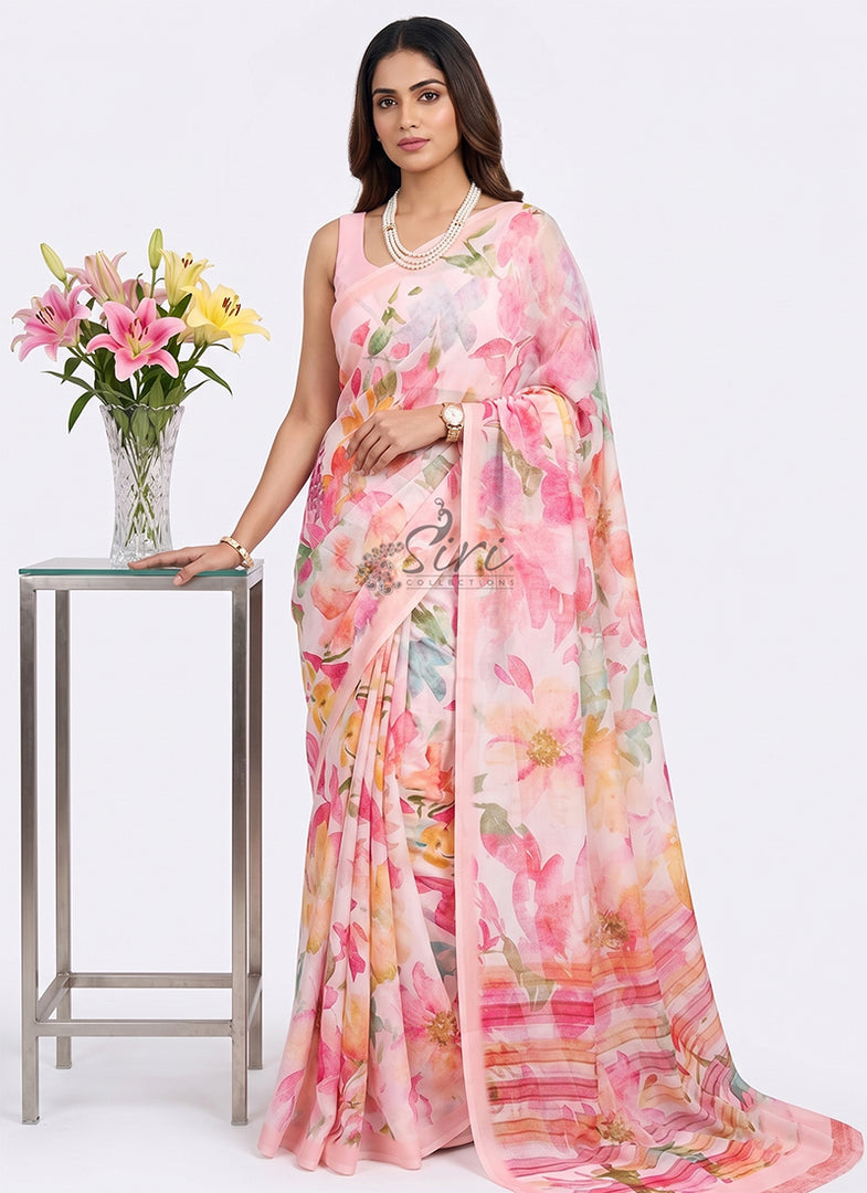 Siri Collections Latest Digital Print Crepe Georgette Saree