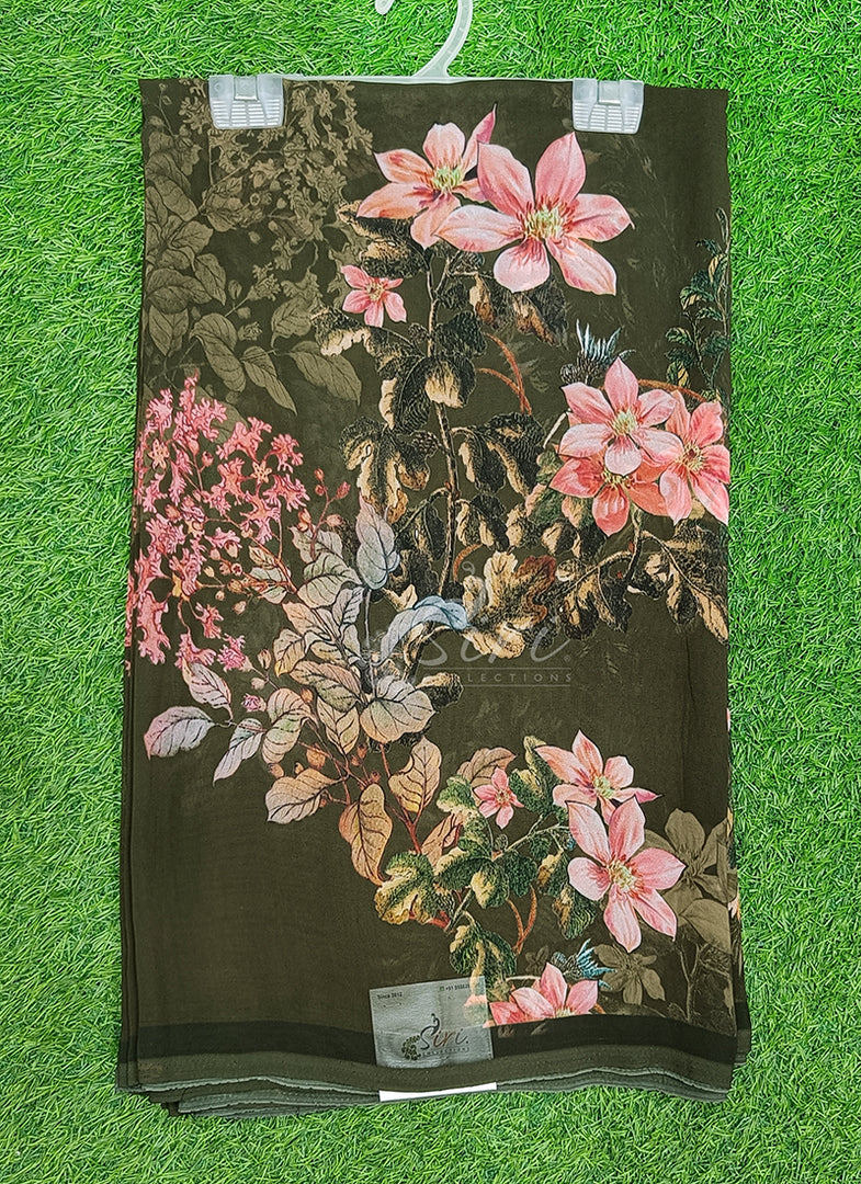 Latest Beautiful Digital Print Floral Georgette Saree
