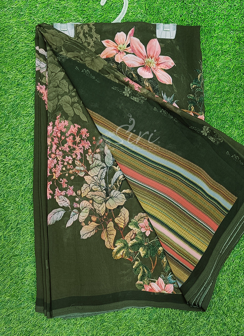 Latest Beautiful Digital Print Floral Georgette Saree