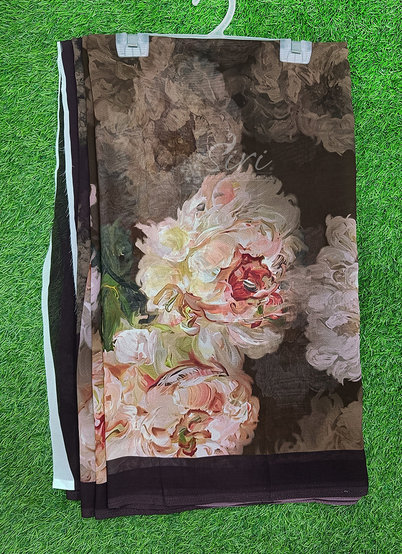 Latest Beautiful Digital Print Floral Georgette Saree