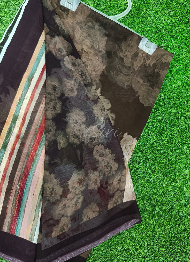 Latest Beautiful Digital Print Floral Georgette Saree