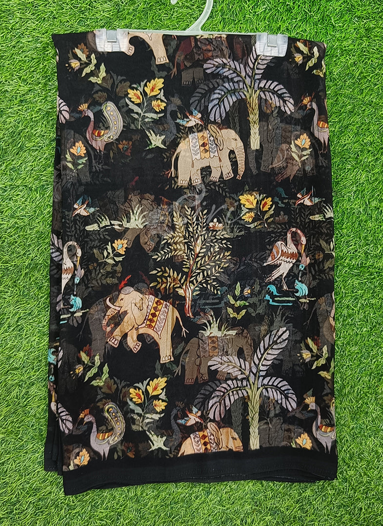 Latest Beautiful Digital Print Floral Georgette Saree