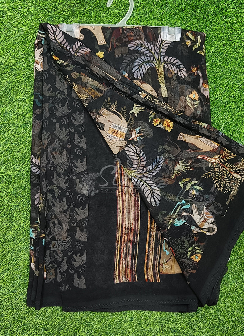 Latest Beautiful Digital Print Floral Georgette Saree