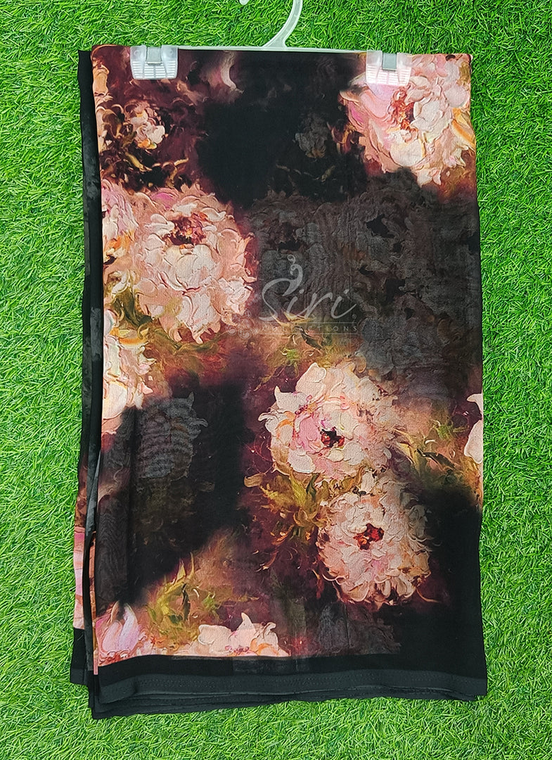 Latest Beautiful Digital Print Floral Georgette Saree