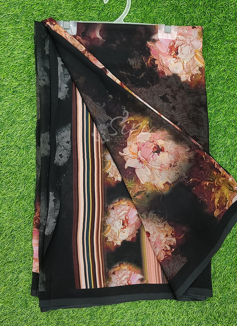 Latest Beautiful Digital Print Floral Georgette Saree