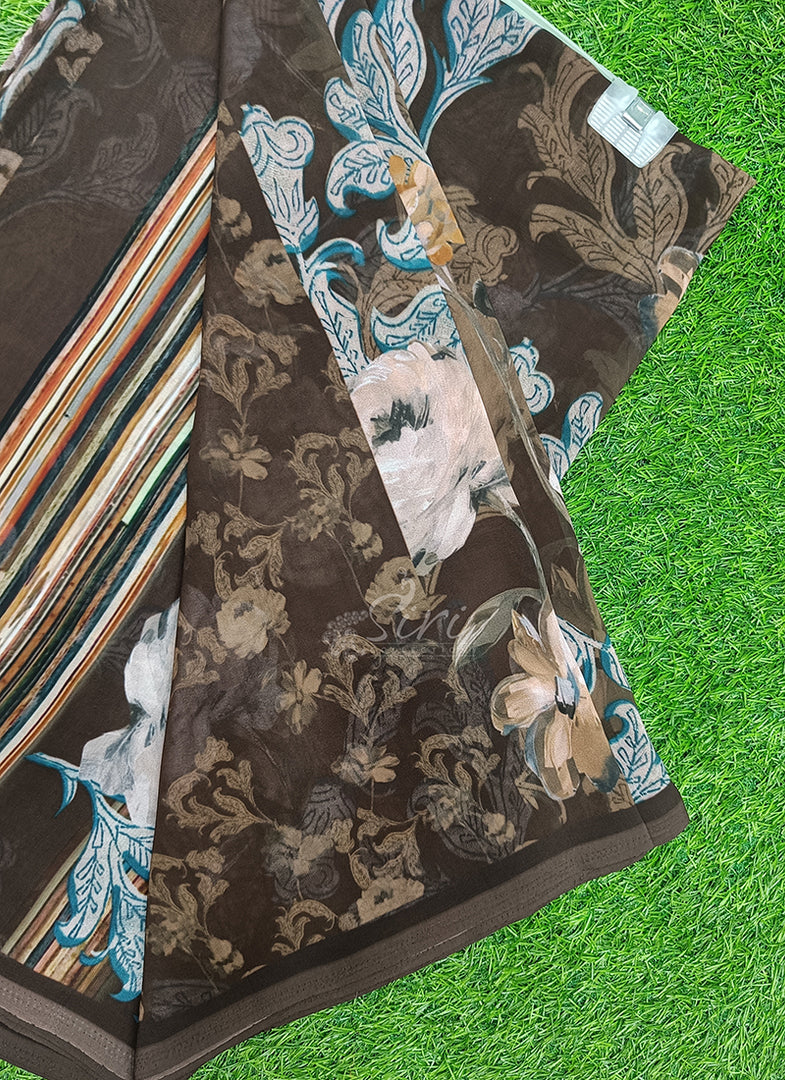 Latest Beautiful Digital Print Floral Georgette Saree