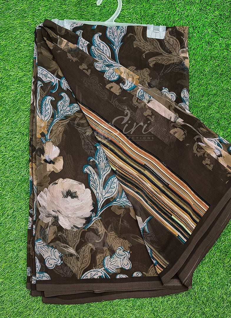 Latest Beautiful Digital Print Floral Georgette Saree