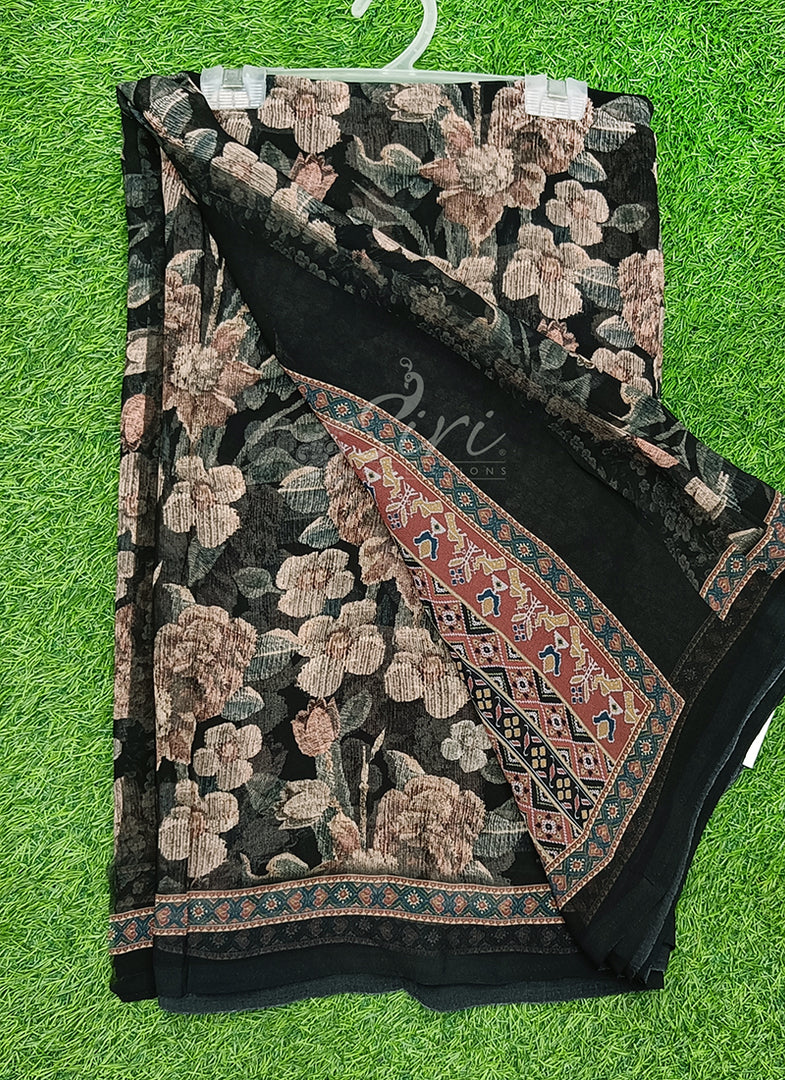 Latest Beautiful Digital Print Floral Georgette Saree