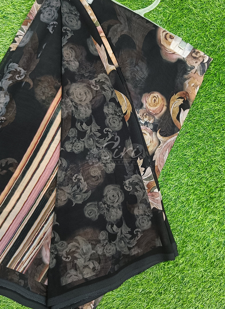 Latest Beautiful Digital Print Floral Georgette Saree
