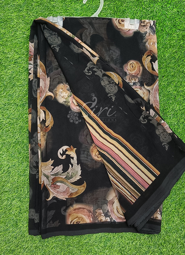 Latest Beautiful Digital Print Floral Georgette Saree