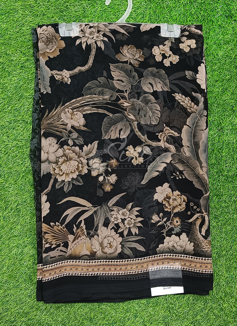 Latest Beautiful Digital Print Floral Georgette Saree