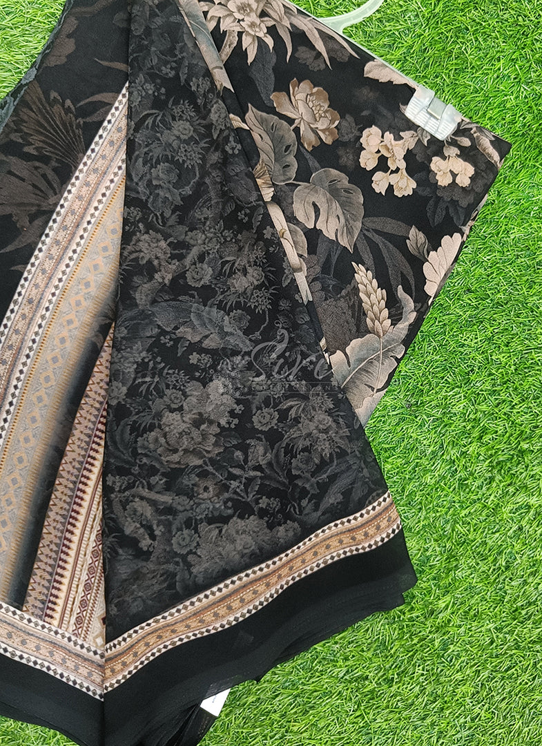 Latest Beautiful Digital Print Floral Georgette Saree