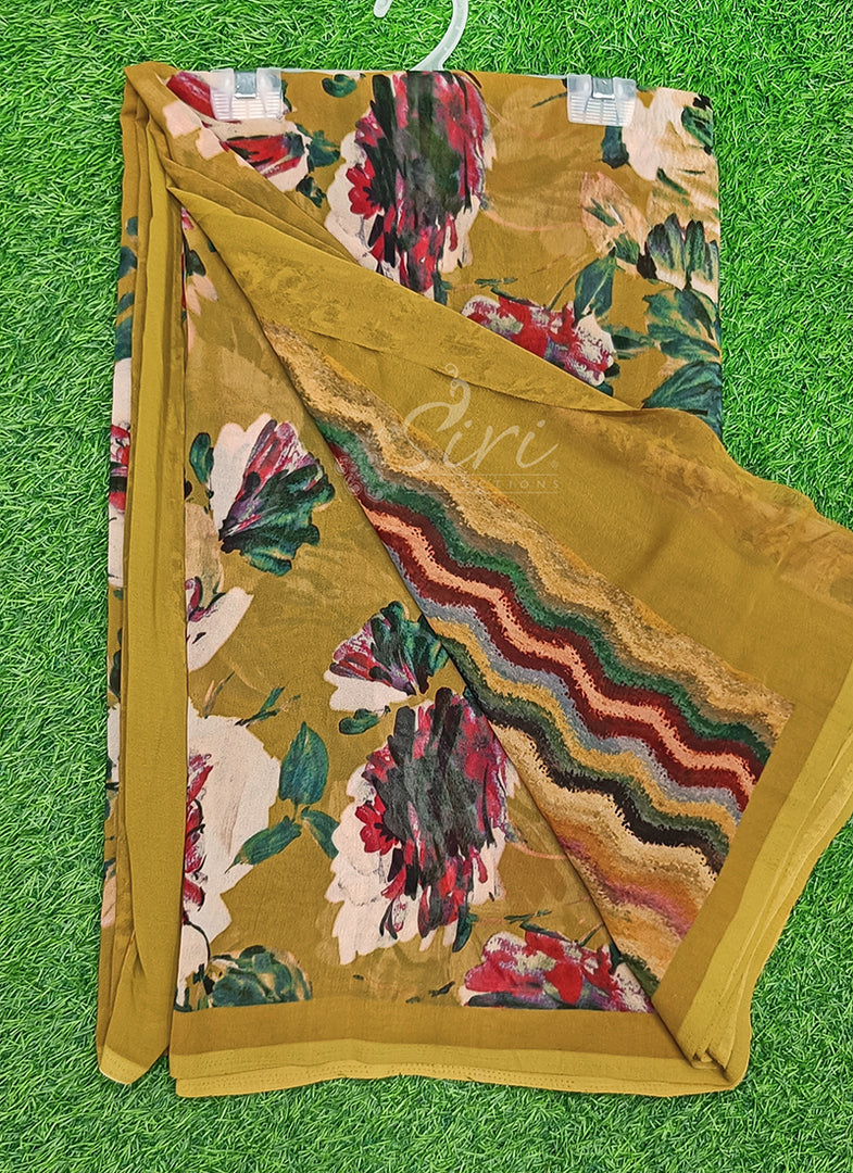 Latest Beautiful Digital Print Floral Georgette Saree
