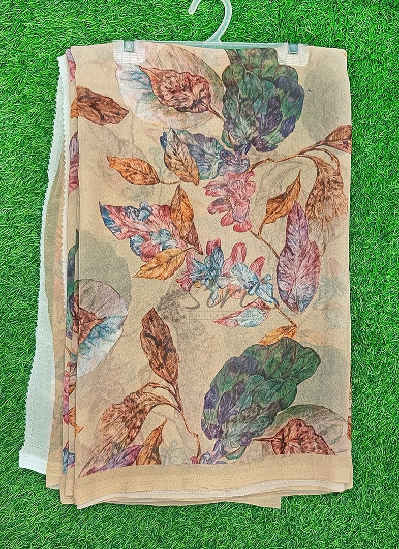 Latest Beautiful Digital Print Floral Georgette Saree