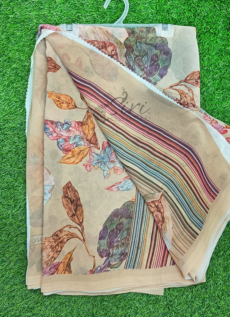 Latest Beautiful Digital Print Floral Georgette Saree