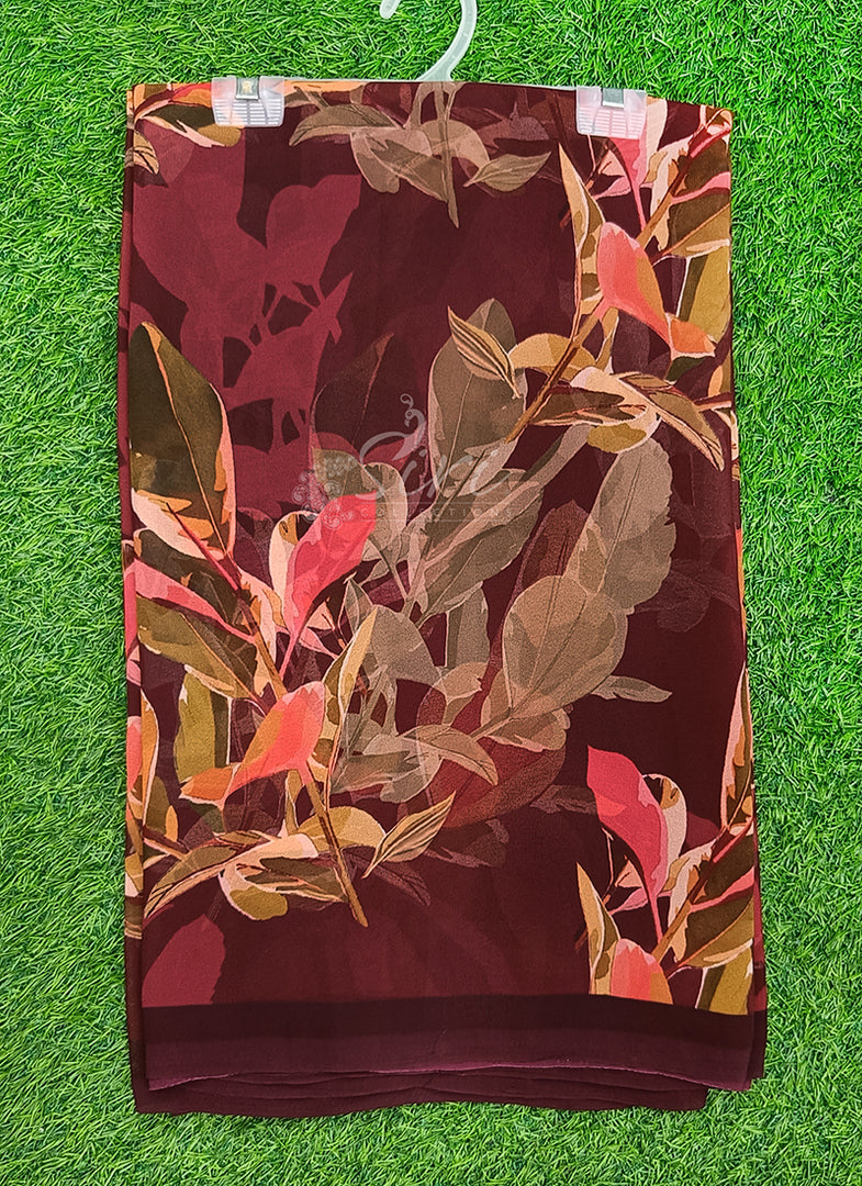 Latest Beautiful Digital Print Floral Georgette Saree