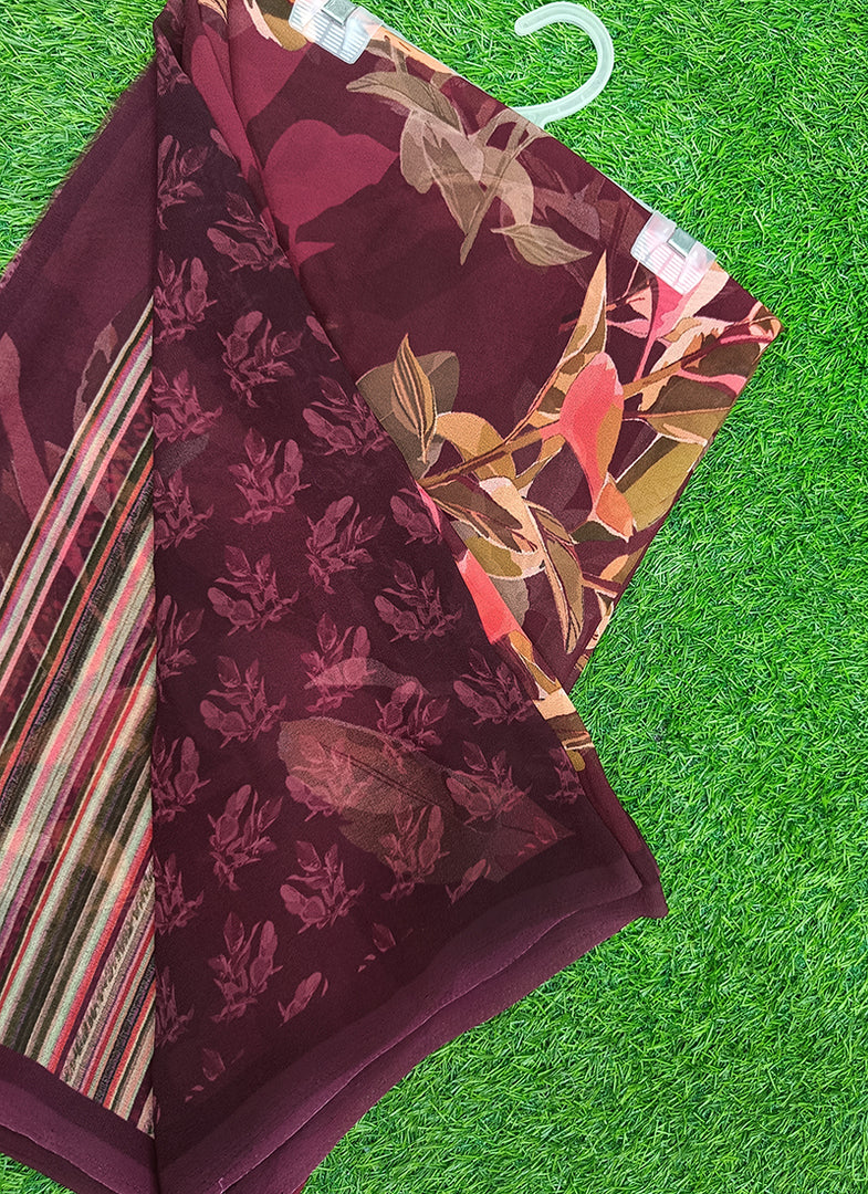 Latest Beautiful Digital Print Floral Georgette Saree