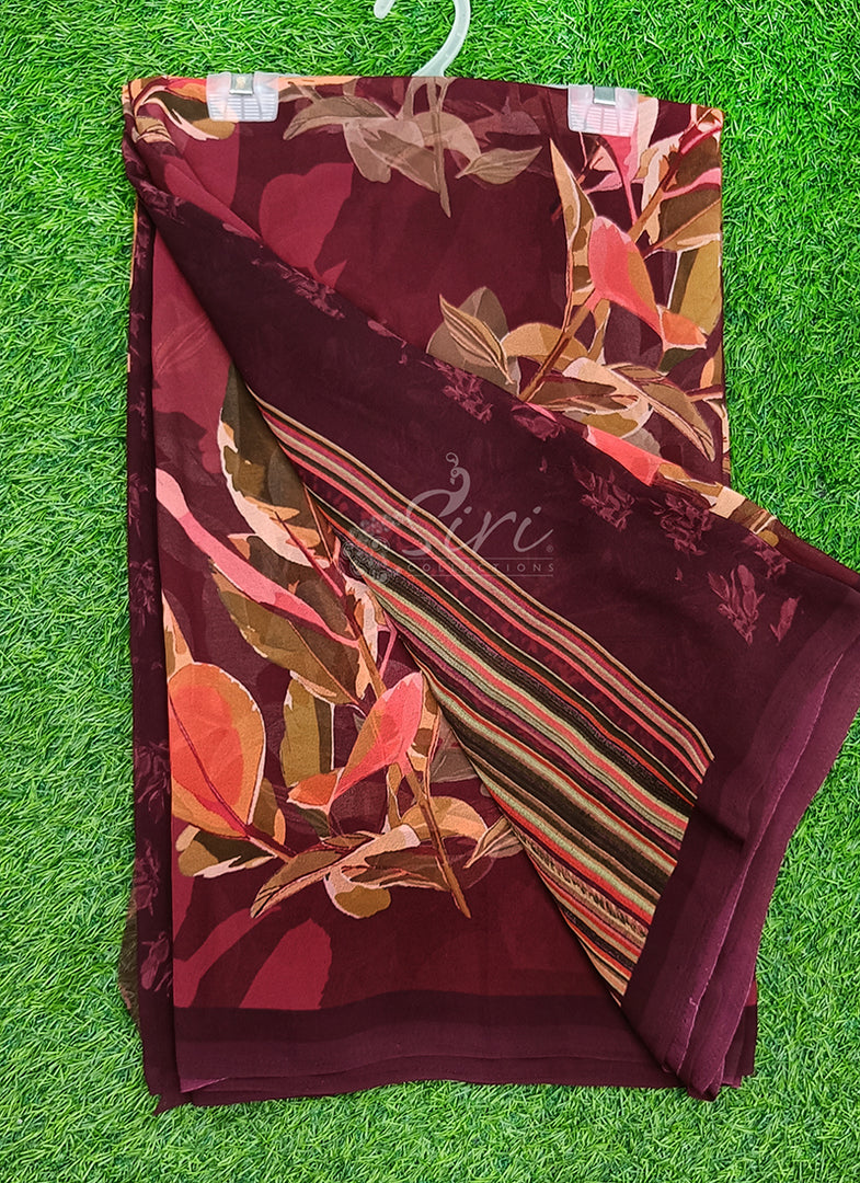Latest Beautiful Digital Print Floral Georgette Saree