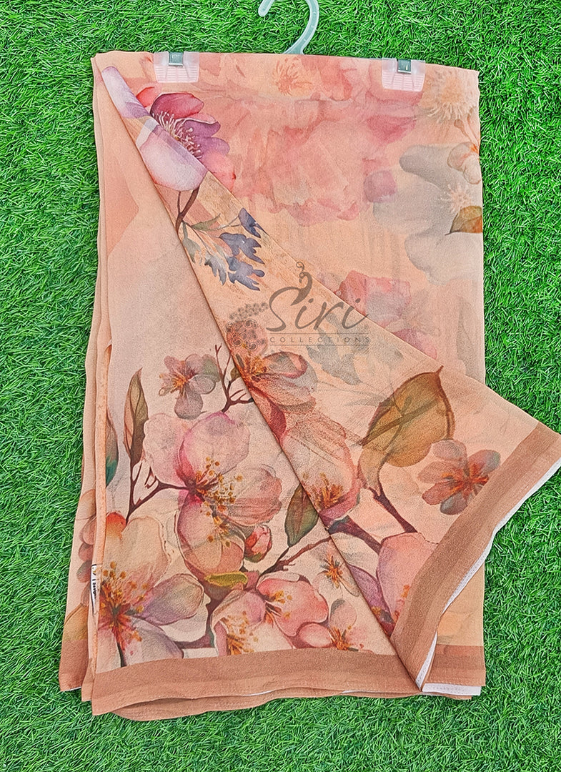 Latest Beautiful Digital Print Floral Georgette Saree