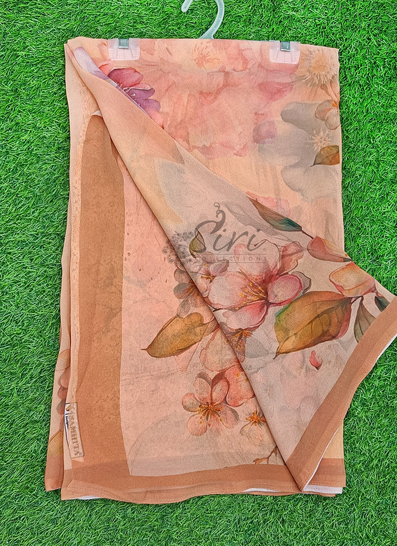 Latest Beautiful Digital Print Floral Georgette Saree