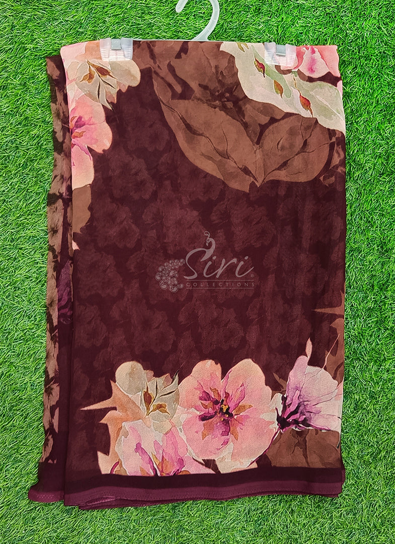 Latest Beautiful Digital Print Floral Georgette Saree