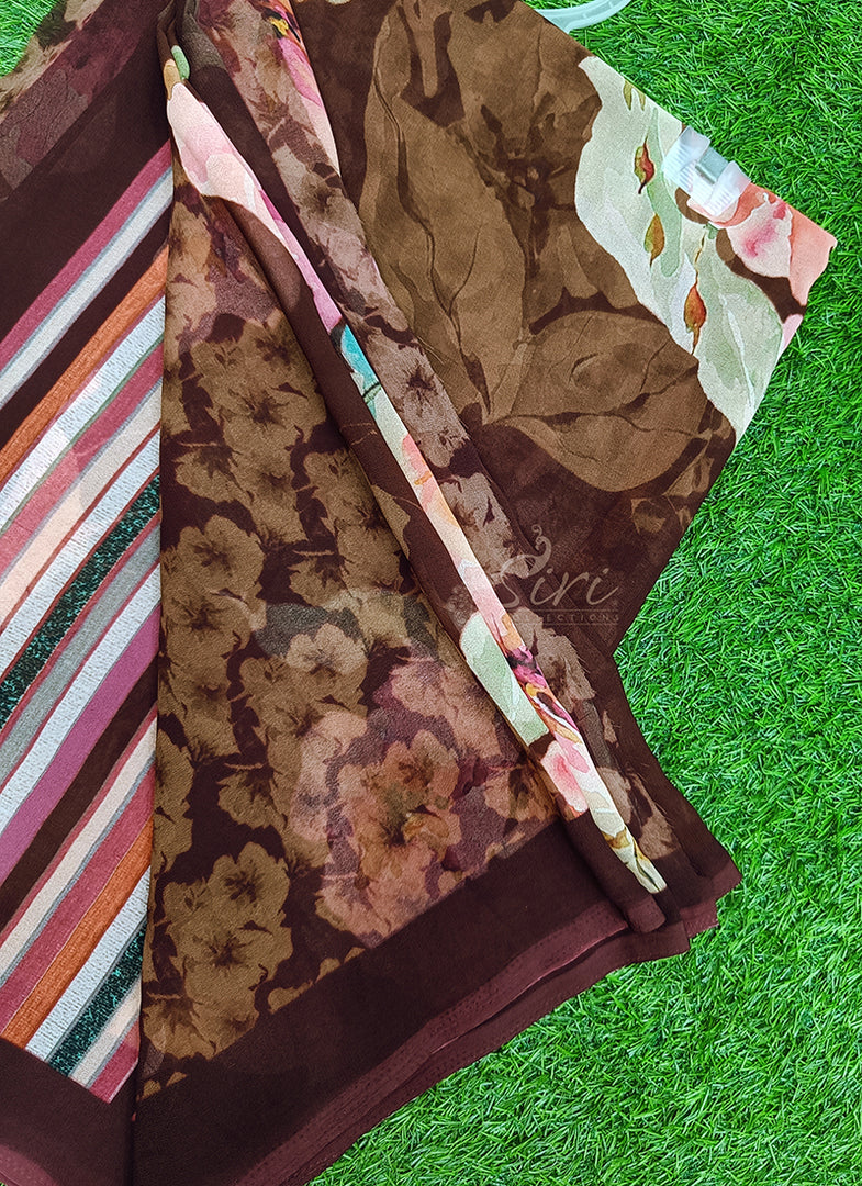 Latest Beautiful Digital Print Floral Georgette Saree