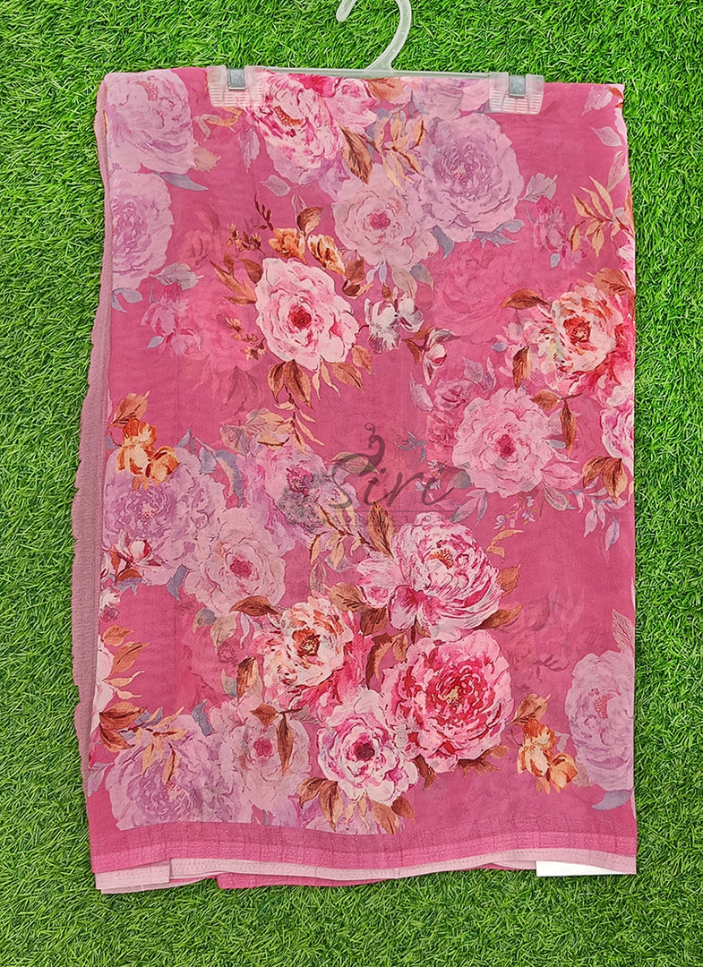Lovely Premium Digital Print Floral Georgette Saree
