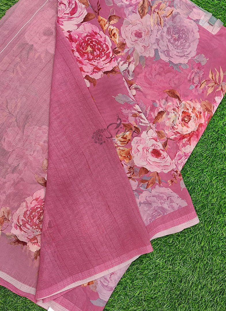 Lovely Premium Digital Print Floral Georgette Saree