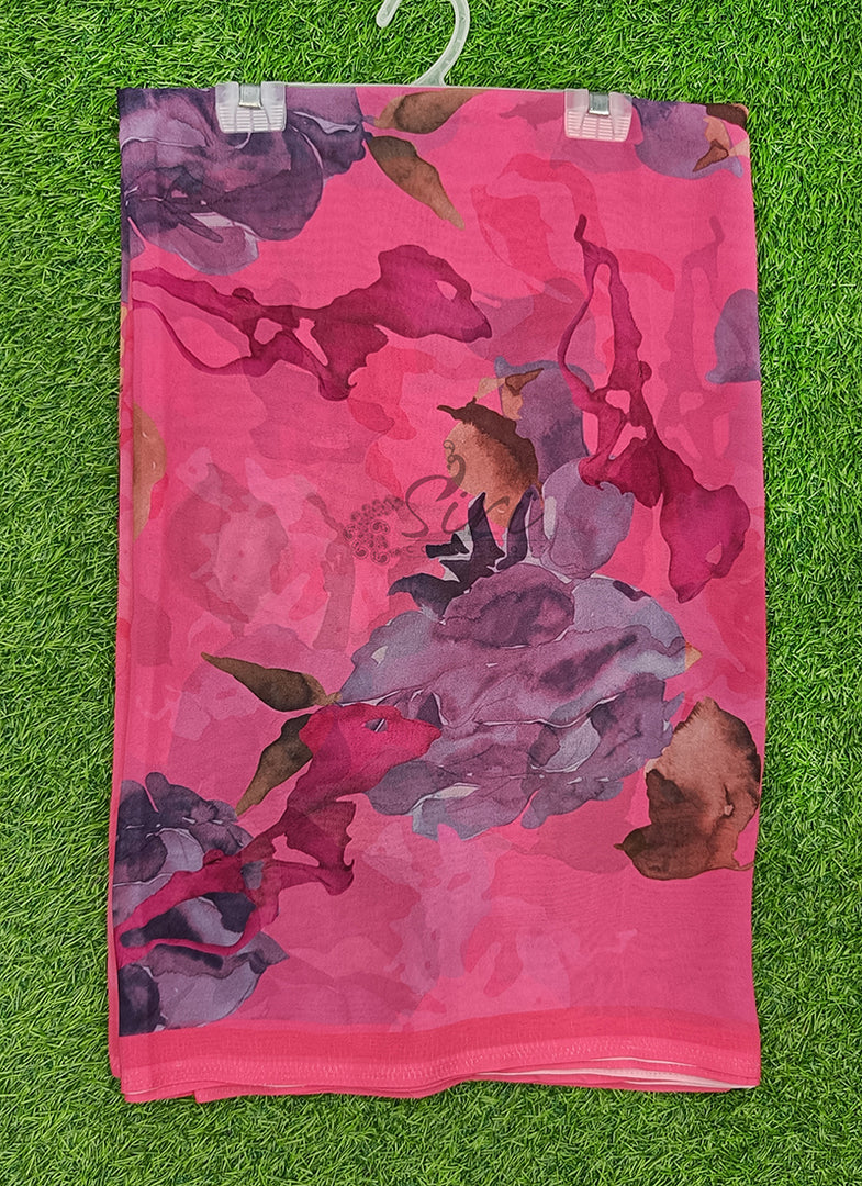 Lovely Premium Digital Print Floral Georgette Saree