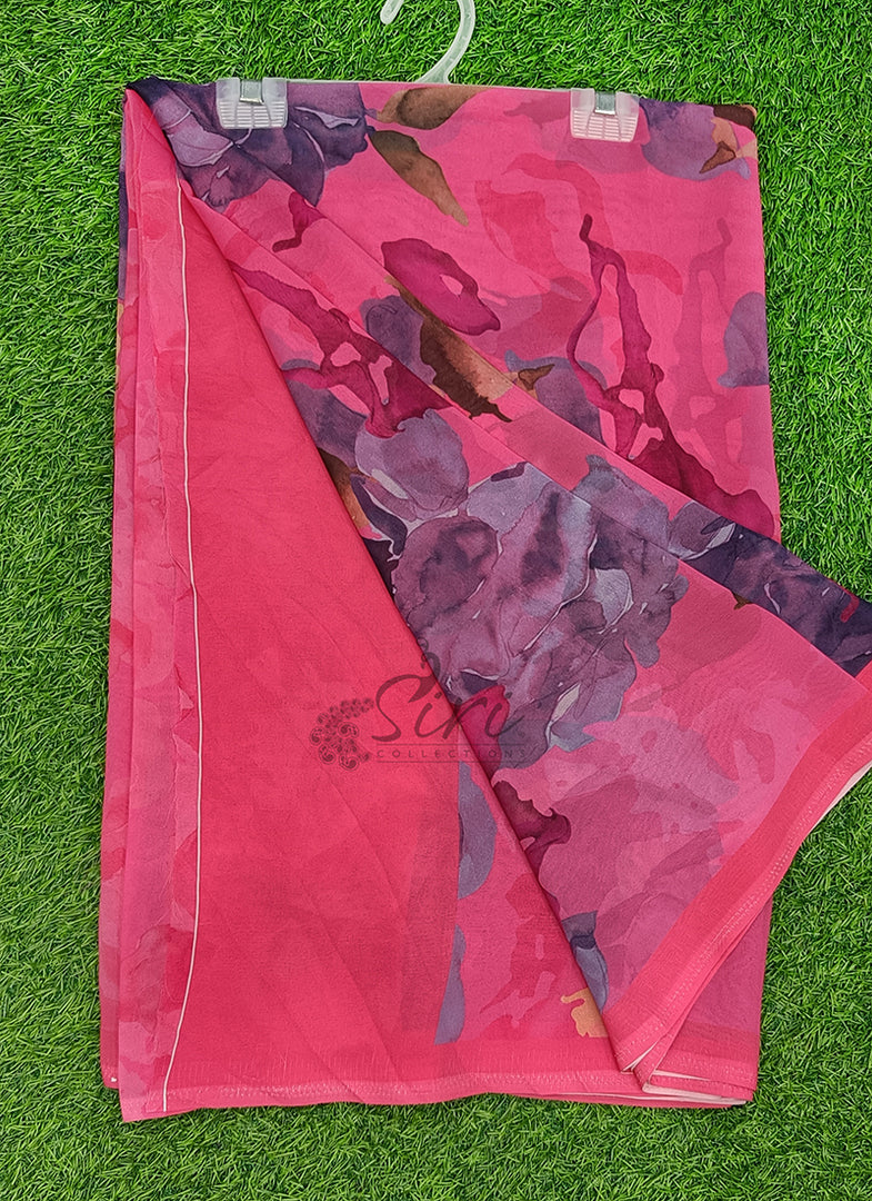 Lovely Premium Digital Print Floral Georgette Saree