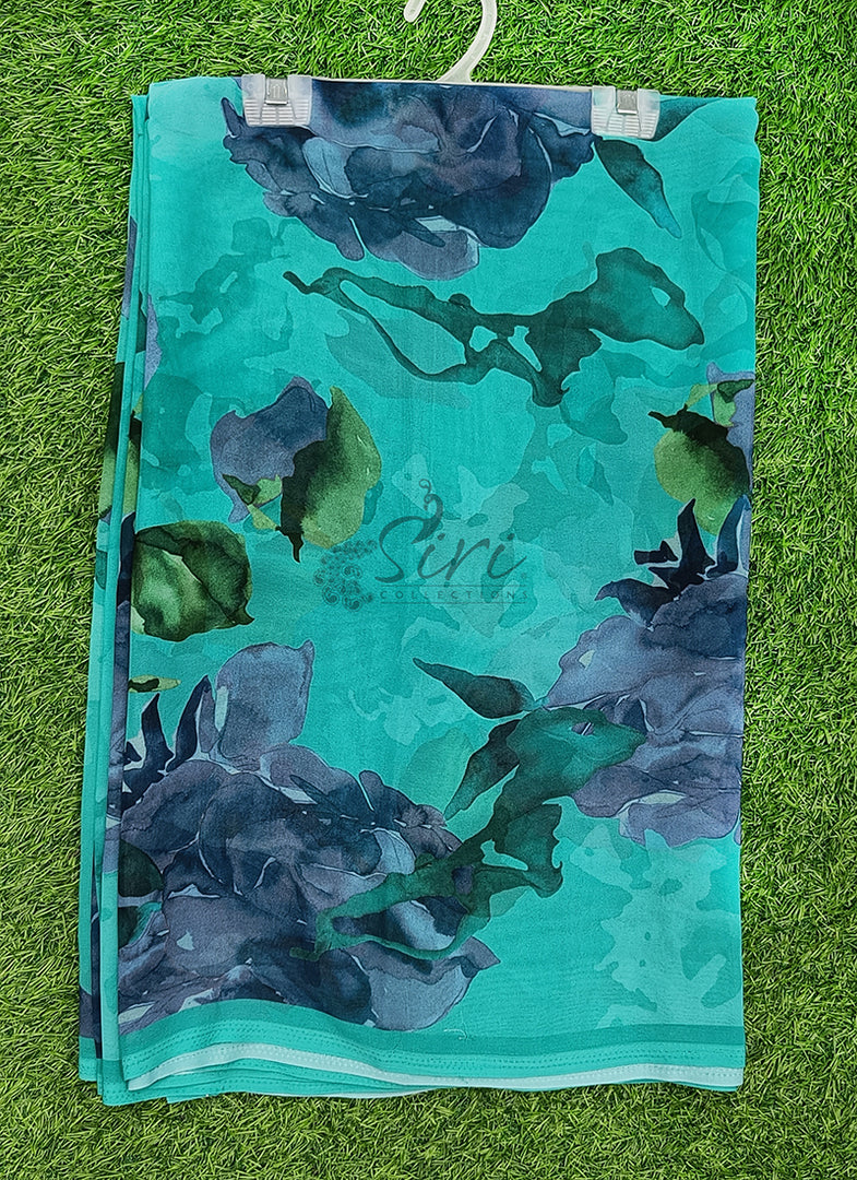 Lovely Premium Digital Print Floral Georgette Saree