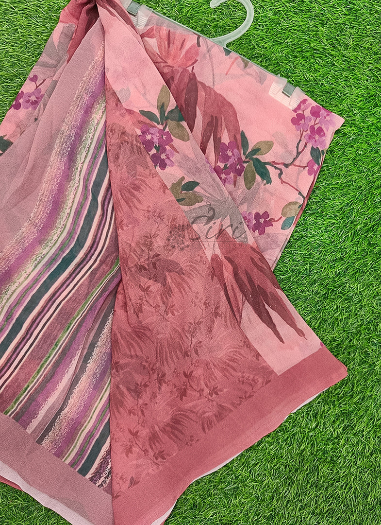 Lovely Digital Print Georgette Saree