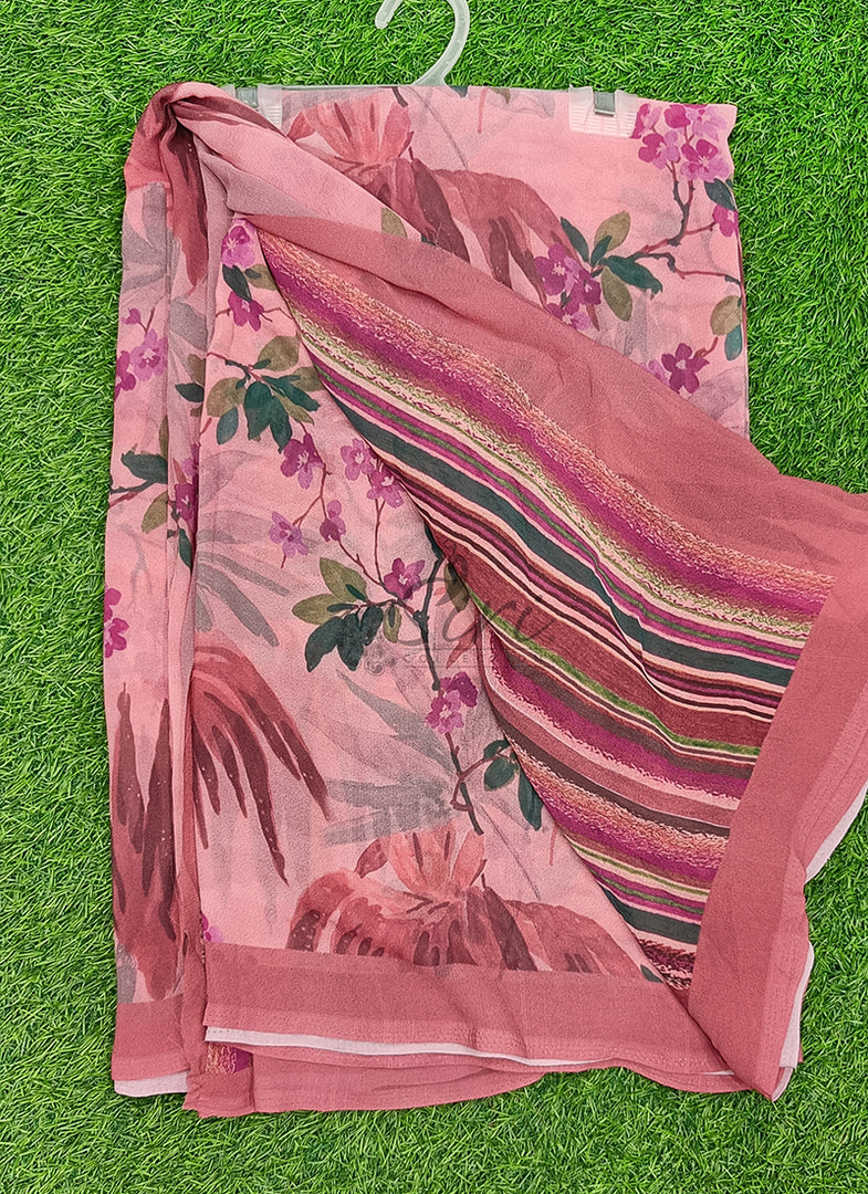 Lovely Digital Print Georgette Saree