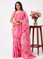 Load image into Gallery viewer, Latest Beautiful Digital Print Floral Georgette Saree