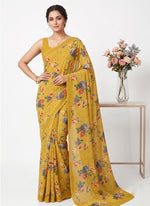 Load image into Gallery viewer, Latest Beautiful Digital Print Floral Georgette Saree