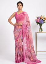 Load image into Gallery viewer, Latest Beautiful Digital Print Floral Georgette Saree