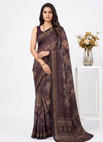 Load image into Gallery viewer, Trendy Digital Print Georgette Saree in Fine Shimmer Stripes