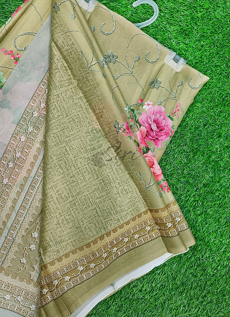 Latest Beautiful Premium Digital Print Crepe Georgette Saree