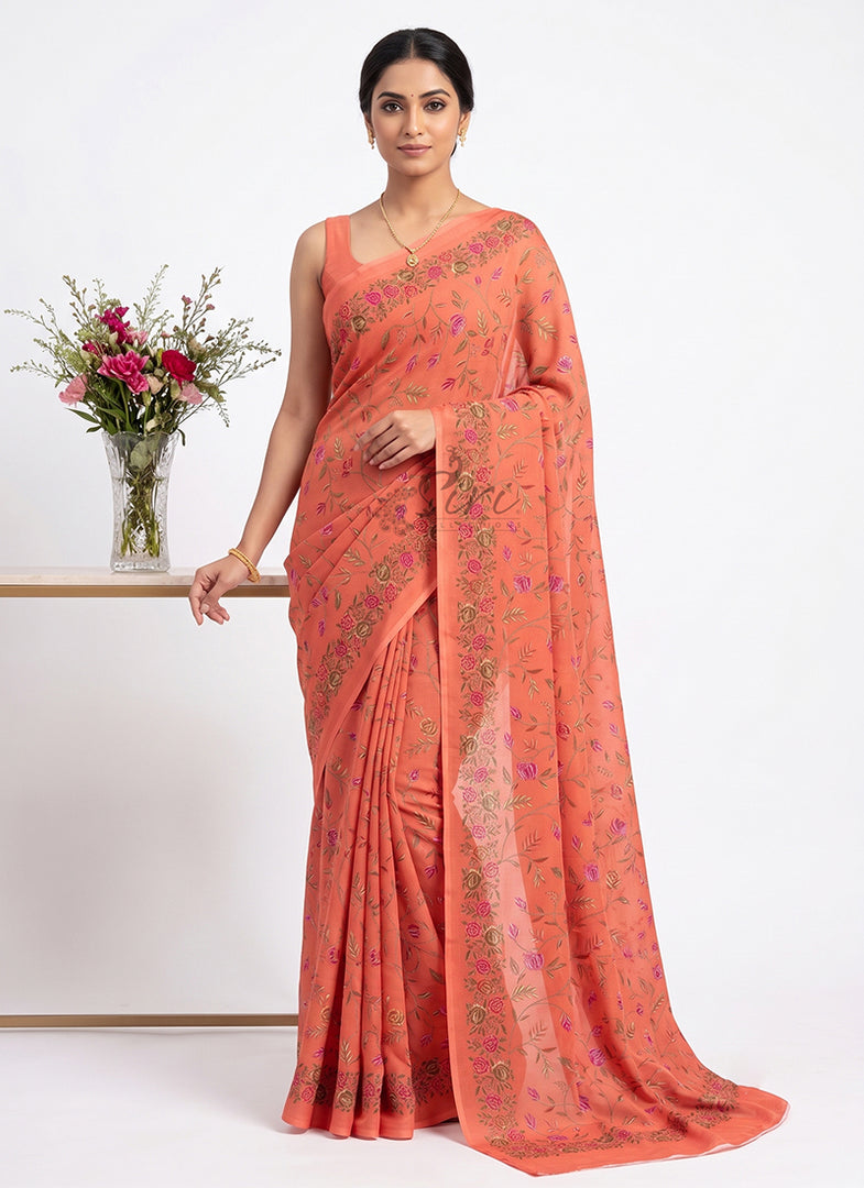 Latest Beautiful Premium Digital Print Crepe Georgette Saree